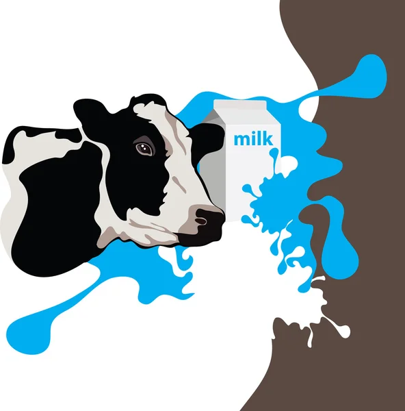 Tehén, tej, csomag — Stock Vector