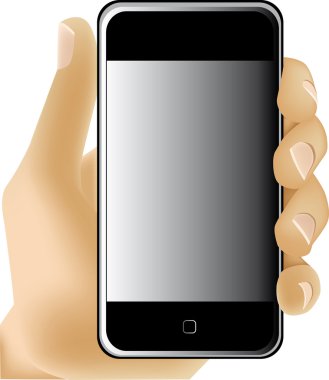 Hand Holding mobile Phone. Vector illustration. clipart