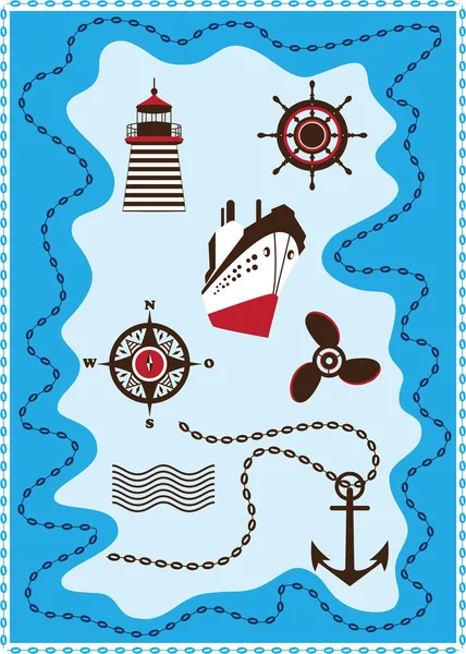 समुद्री, नौकायन और समुद्र प्रतीक, वेक्टर प्रतीक सेट — स्टॉक वेक्टर