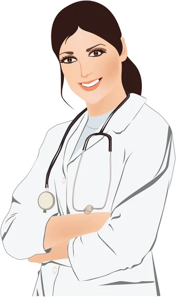 Beautiful young doctor with stethoscope vector illustration — Stock Vector