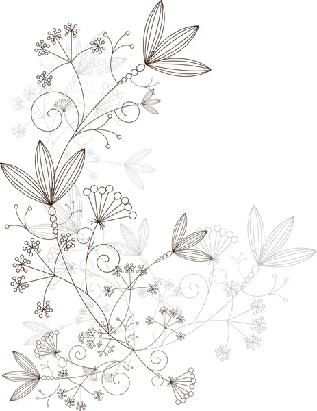 Disegno floreale, ornamento erboso, illustrazione vettoriale — Vettoriale Stock