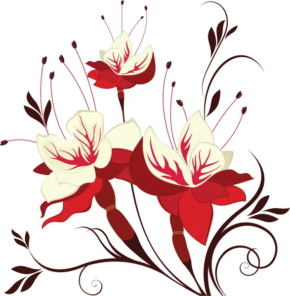 Vetor flor fúcsia, composição decorativa, cacho de flores —  Vetores de Stock