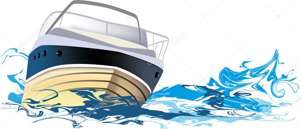 Yacht at sea, vector illustration