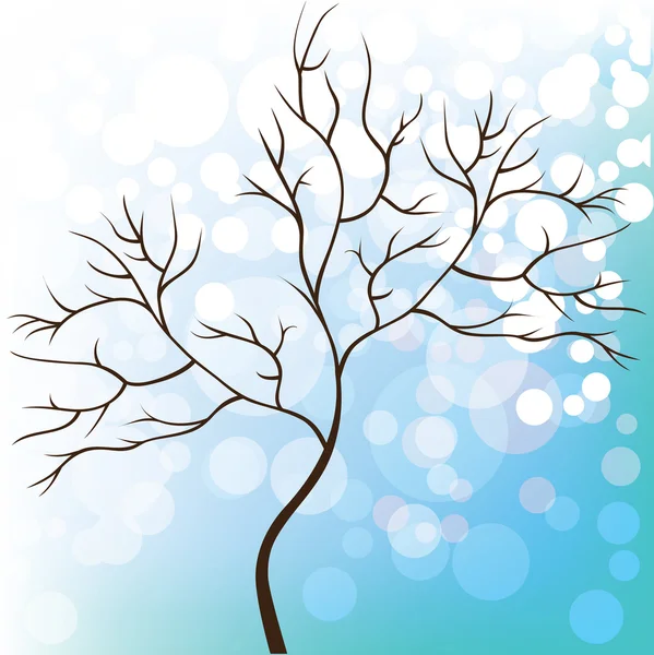 Fond de neige d'hiver, arbre sans feuilles, Noël — Image vectorielle