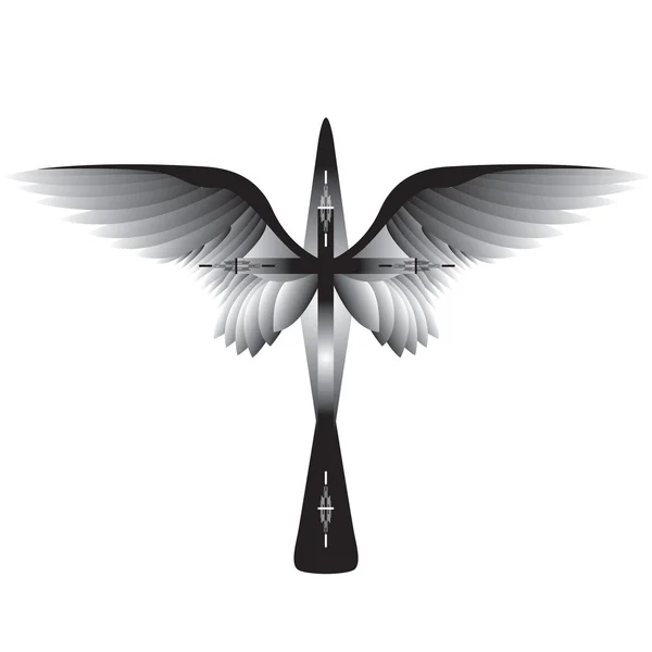 十字架用翅膀 — 图库矢量图片