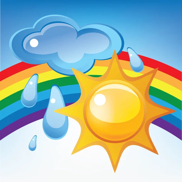 stock vector Sun, cloud, rain and rainbow