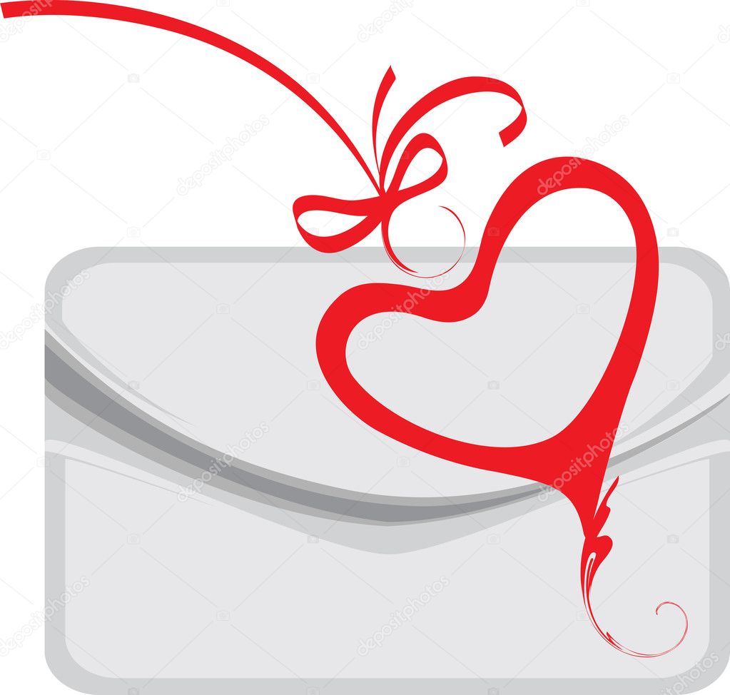 Envelope and decorative heart