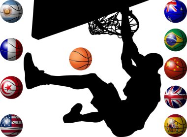 Basketballs to flag clipart