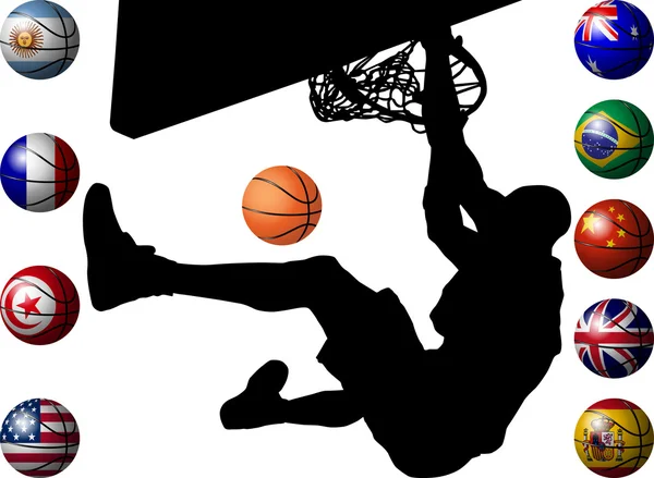 Balles de basket à drapeau — Image vectorielle
