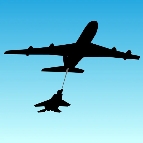 Militair vliegtuig vol van brandstof — Stockvector
