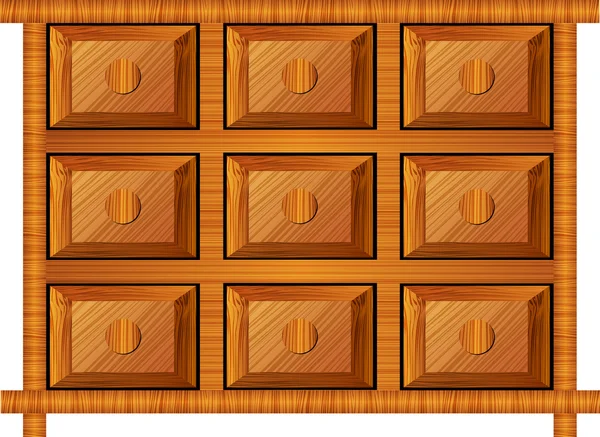 Armário de madeira para itens pequenos — Vetor de Stock