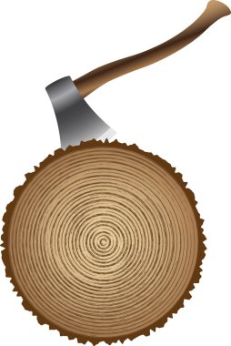 Cutting wood with an ax clipart