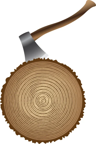 Corte de madeira com um machado — Vetor de Stock