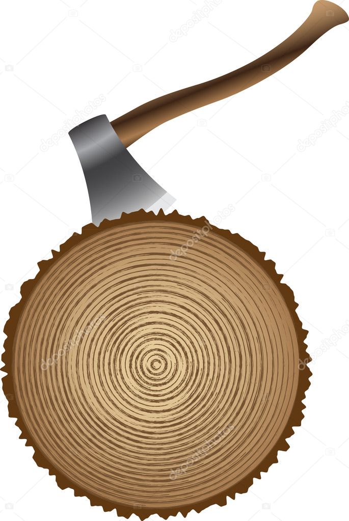 Cutting wood with an ax