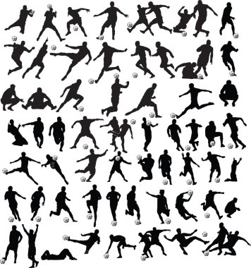 Silhouettes of soccer players clipart