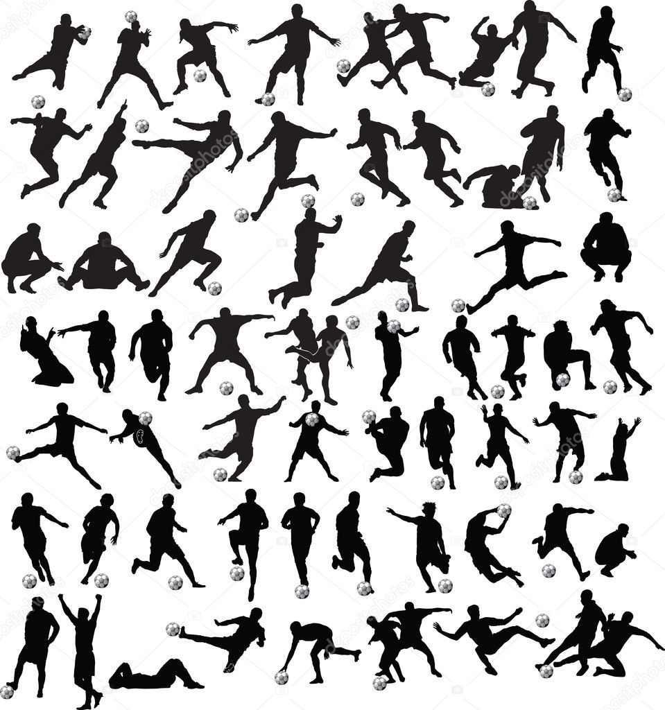 Silhouettes of soccer players
