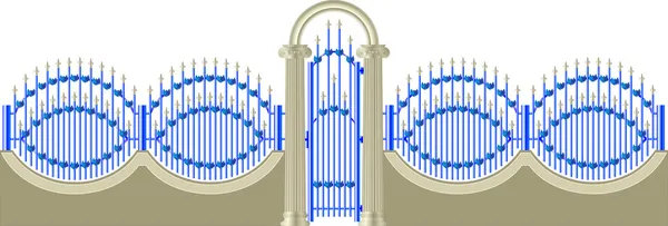 Portões e cercas com colunas iônicas — Vetor de Stock