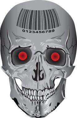 Skull with a barcode clipart