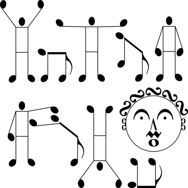 Notes musicales en tant qu'homme et chien — Image vectorielle