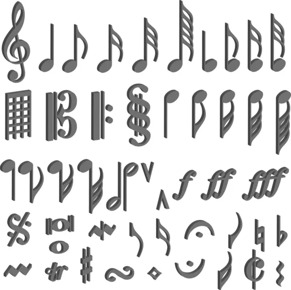 Musik symboler 3d — Stock vektor