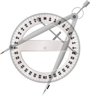 Protractor and compass clipart