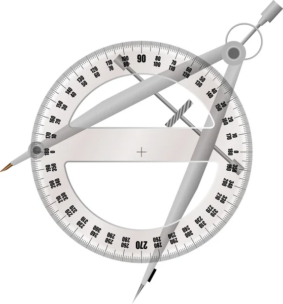 Winkelmesser und Kompass — Stockvektor