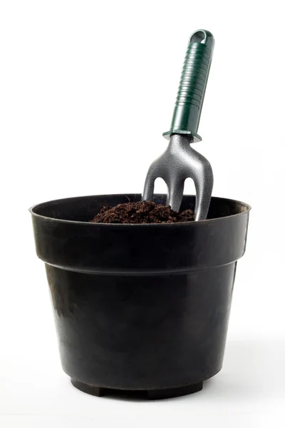 Gardening Fork on Pot — Stock Photo, Image