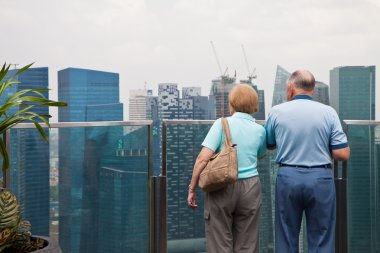 Old Couples Viewing Cityscape clipart