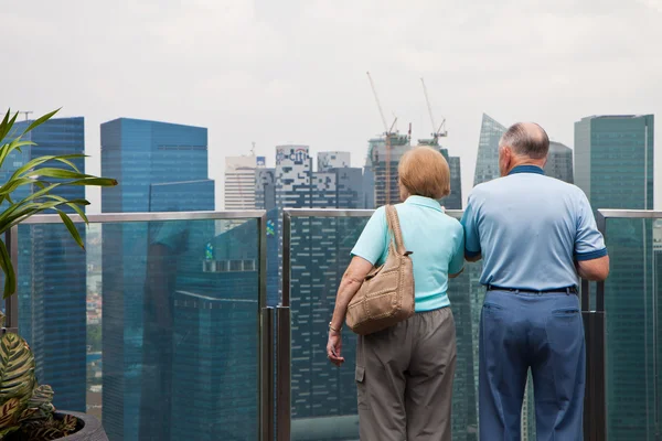 Old Couples Viewing Cityscape — Stock Photo, Image