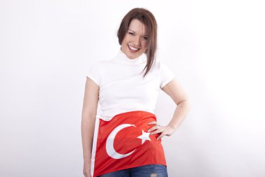 Türkiye'nin bayrak tutan genç çekici kız