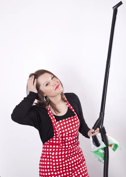 Young beautiful housewife cleaning. — Stock Photo, Image