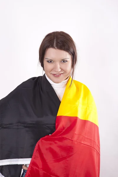 Young beautiful woman holding flag. — Stock Photo, Image