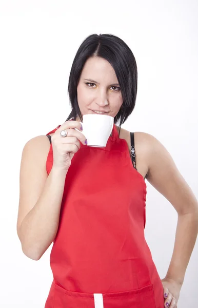 Young attractive woman drinking coffee — Stock Photo, Image