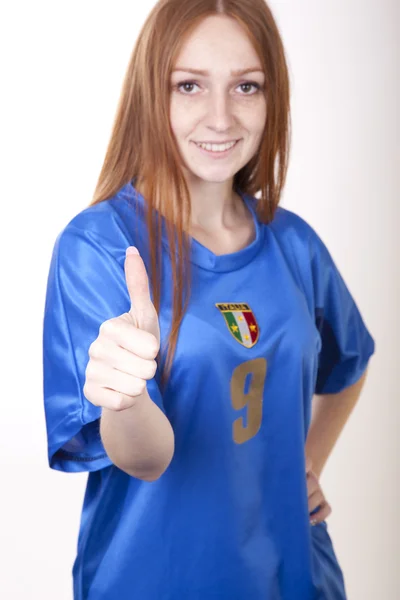 Young beautiful female italy fan — Stock Photo, Image