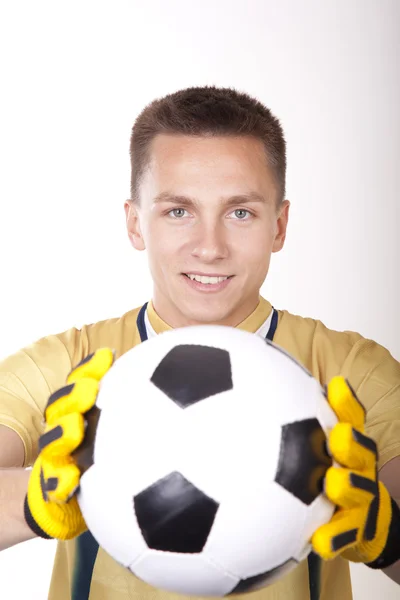 Młody atrakcyjny piłkarz — Zdjęcie stockowe