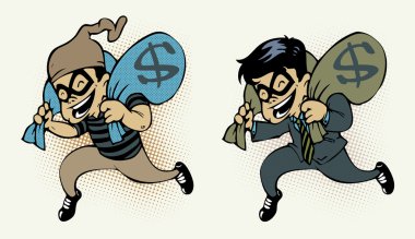 Thief stealing money clipart