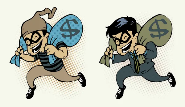 Ladro rubare soldi — Vettoriale Stock