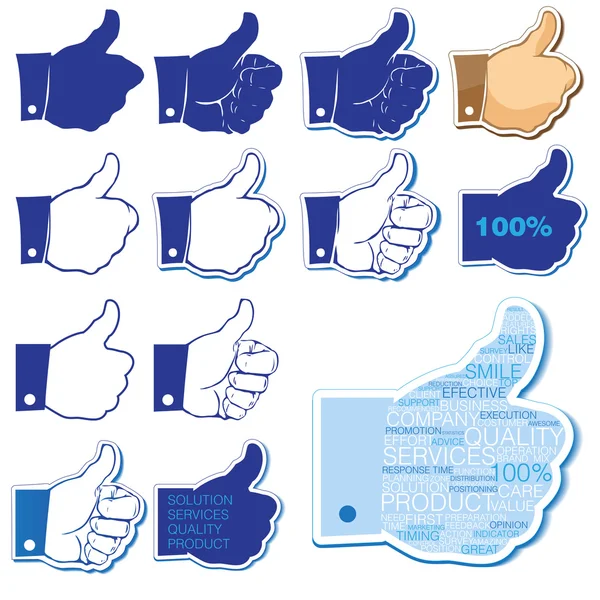 stock vector Thumbs up tag cloud icon set