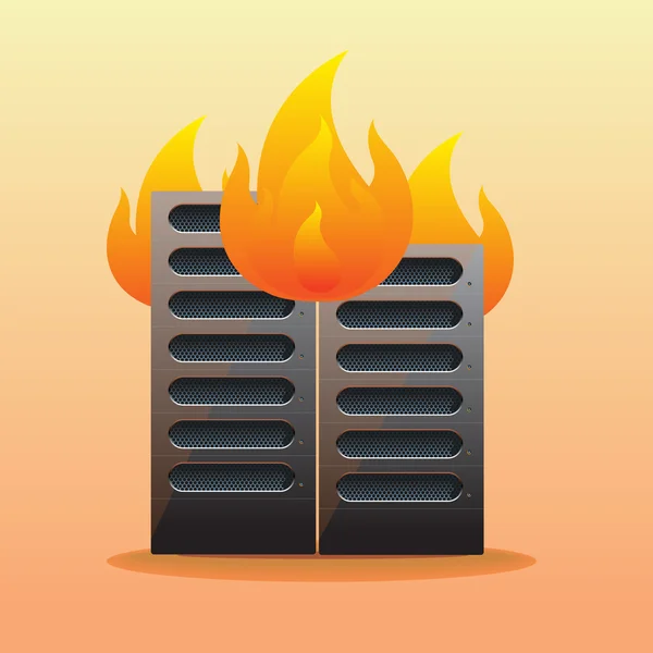 Διακομιστή στην πυρκαγιά — Διανυσματικό Αρχείο