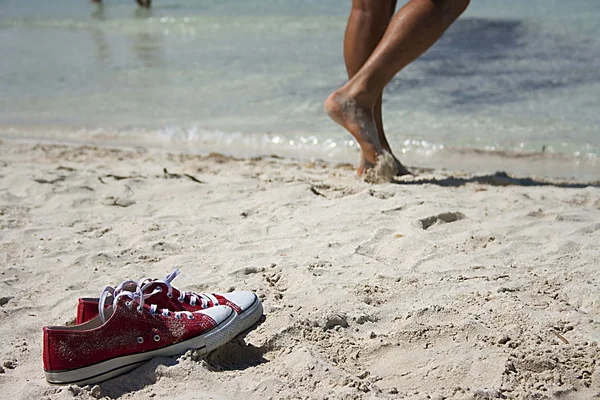 stock image Shoes in the beach