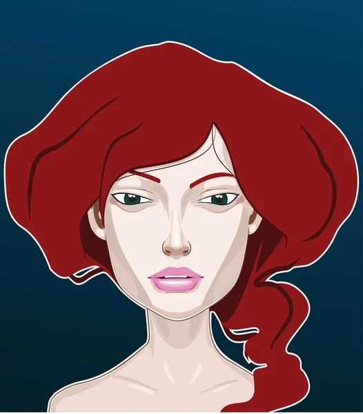 Kızıl saçlı kız — Stok Vektör