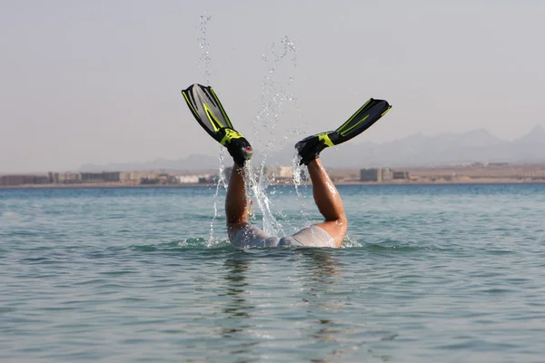 Engraçado homem snorkel — Fotografia de Stock
