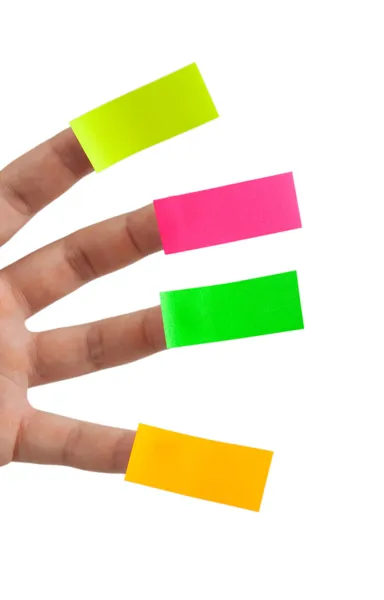Sticky notes and fingers — Stock Photo, Image