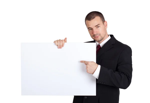 Homem de negócios com placa em branco — Fotografia de Stock