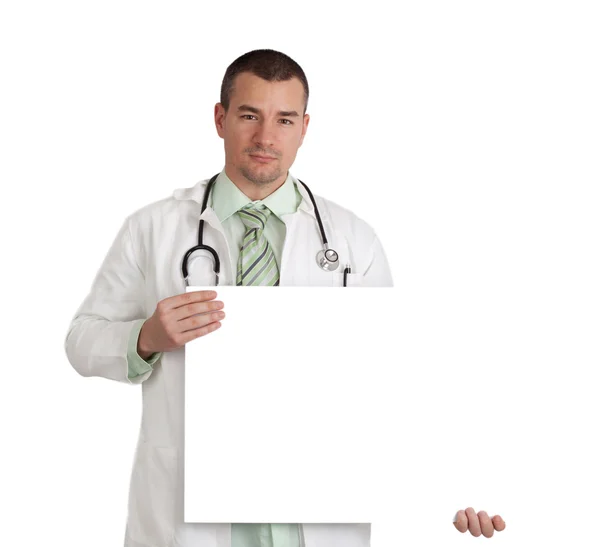 Doutor com placa em branco — Fotografia de Stock