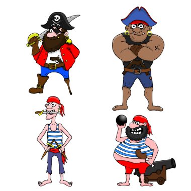 Four pirates clipart