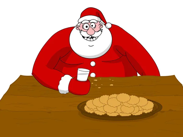 Big fat Santa Claus eating — Stock Vector