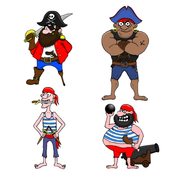 Cuatro piratas — Vector de stock