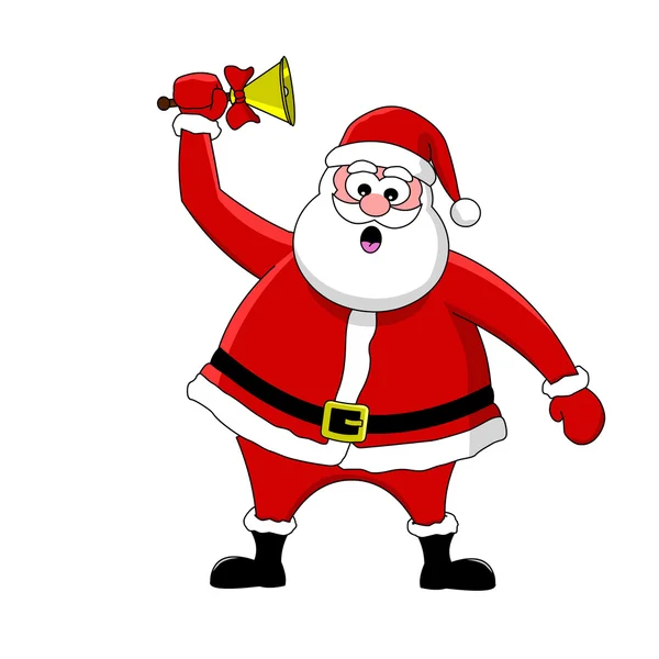 Babbo Natale divertente e campana — Vettoriale Stock