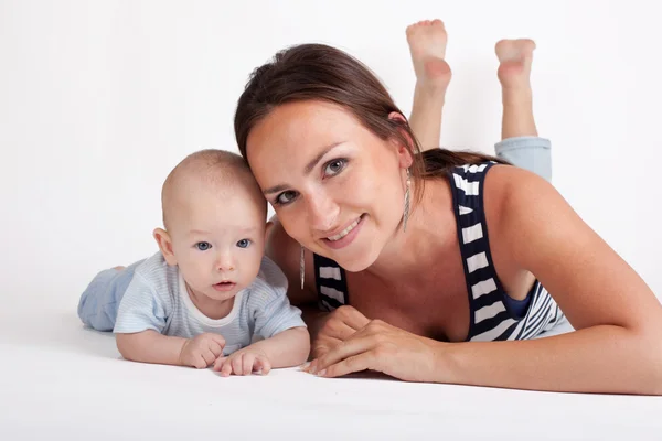 Beautiful portrait of a mother and her sweet baby boy — Stock Photo, Image